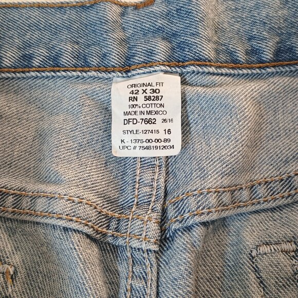 Men's 42x30 Denim Blue Jeans 5-Pocket 100% Heavy Cotton Cozy Durable Relaxed Fit - Picture 7 of 7